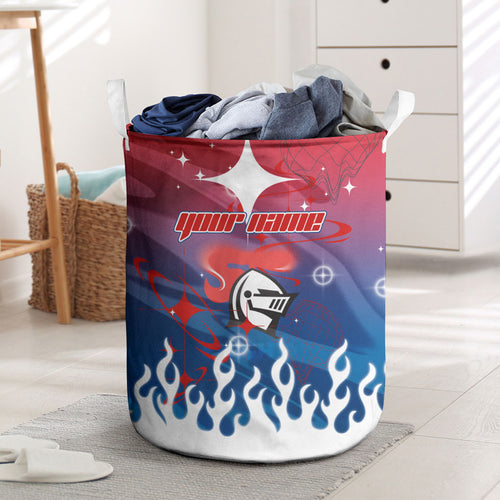 Personalized Newcastle Knights Laundry Basket Y2K Grunge Aesthetic With Cyber Flames and Starburst Graphics