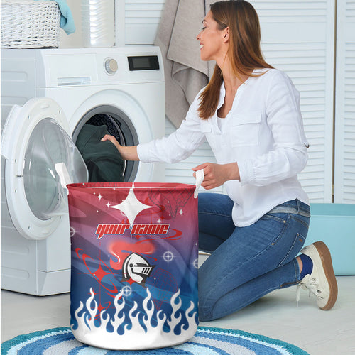 Personalized Newcastle Knights Laundry Basket Y2K Grunge Aesthetic With Cyber Flames and Starburst Graphics