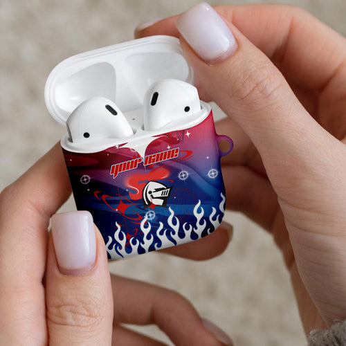Personalized Newcastle Knights AirPods Case Y2K Grunge Aesthetic With Cyber Flames and Starburst Graphics