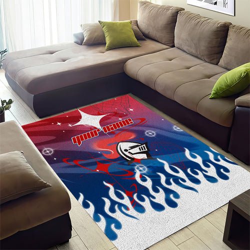 Personalized Newcastle Knights Area Rug Y2K Grunge Aesthetic With Cyber Flames and Starburst Graphics