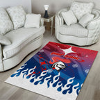 Personalized Newcastle Knights Area Rug Y2K Grunge Aesthetic With Cyber Flames and Starburst Graphics