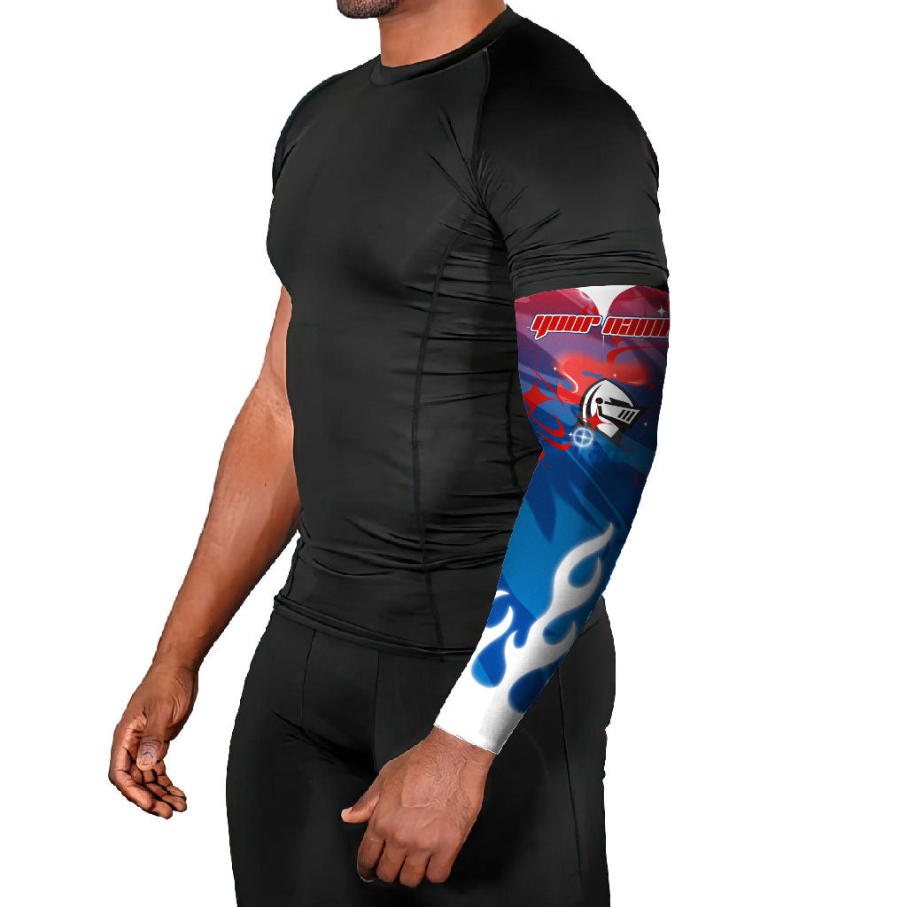 Personalized Newcastle Knights Arm Sleeves Y2K Grunge Aesthetic With Cyber Flames and Starburst Graphics