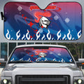 Personalized Newcastle Knights Auto Sun Shade Y2K Grunge Aesthetic With Cyber Flames and Starburst Graphics