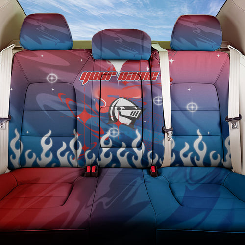 Personalized Newcastle Knights Back Car Seat Cover Y2K Grunge Aesthetic With Cyber Flames and Starburst Graphics