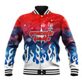 Personalized Newcastle Knights Baseball Jacket Y2K Grunge Aesthetic With Cyber Flames and Starburst Graphics