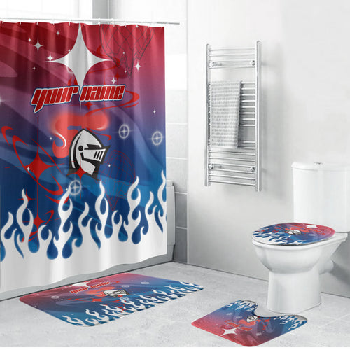 Personalized Newcastle Knights Bathroom Set Y2K Grunge Aesthetic With Cyber Flames and Starburst Graphics