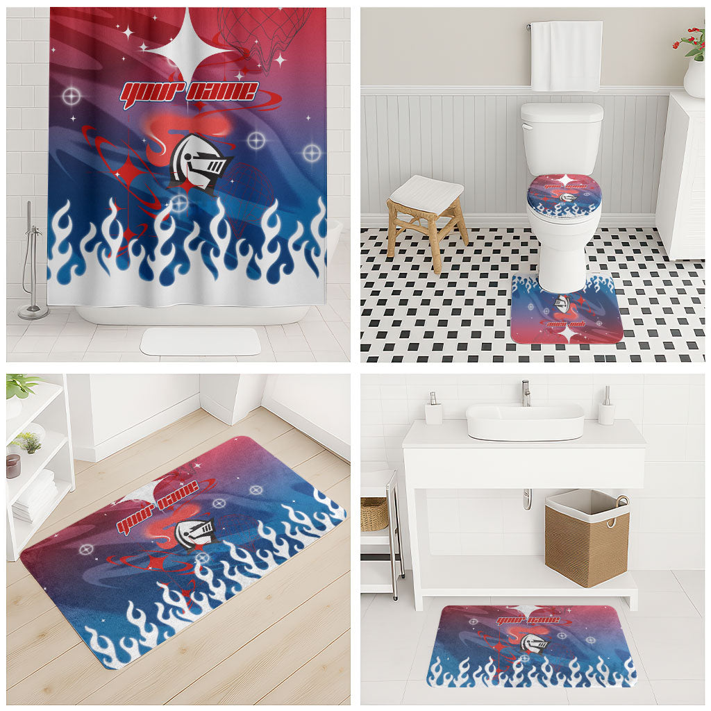 Personalized Newcastle Knights Bathroom Set Y2K Grunge Aesthetic With Cyber Flames and Starburst Graphics