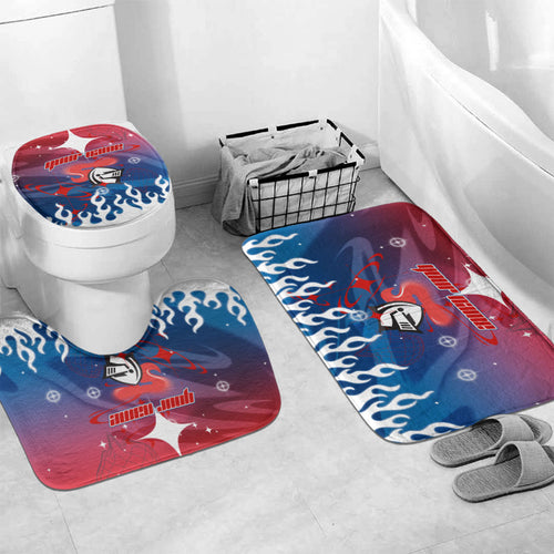 Personalized Newcastle Knights Bathroom Set Y2K Grunge Aesthetic With Cyber Flames and Starburst Graphics