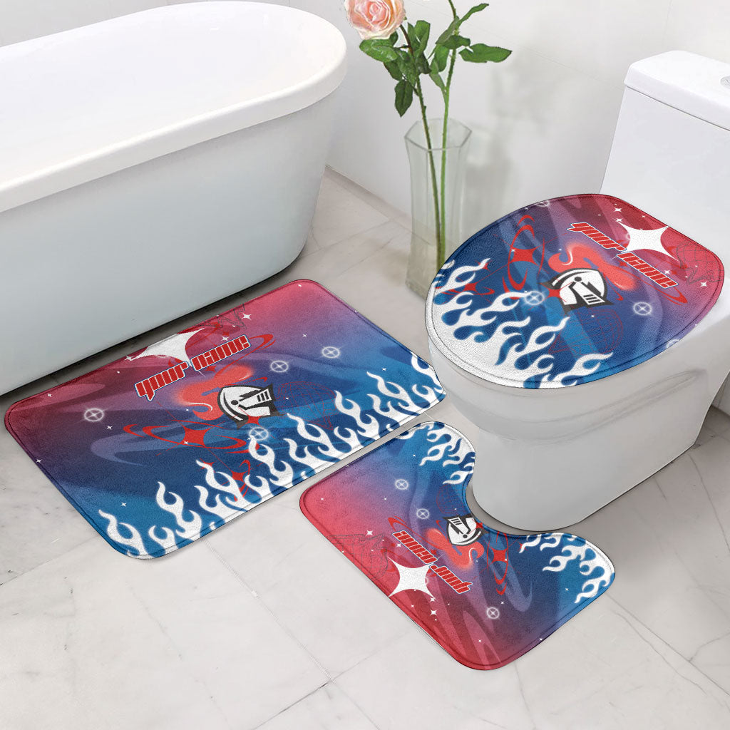 Personalized Newcastle Knights Bathroom Set Y2K Grunge Aesthetic With Cyber Flames and Starburst Graphics
