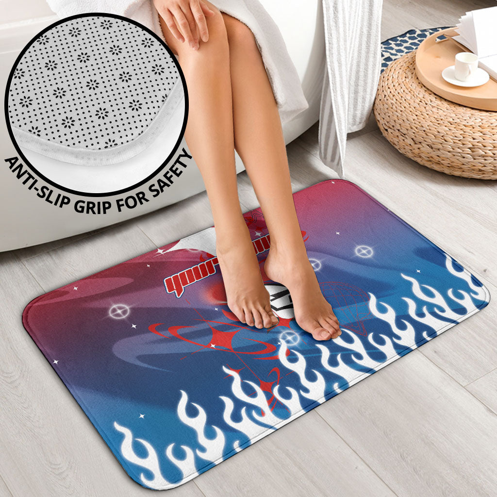 Personalized Newcastle Knights Bathroom Set Y2K Grunge Aesthetic With Cyber Flames and Starburst Graphics