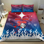 Personalized Newcastle Knights Bedding Set Y2K Grunge Aesthetic With Cyber Flames and Starburst Graphics