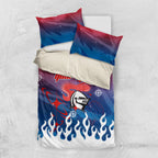Personalized Newcastle Knights Bedding Set Y2K Grunge Aesthetic With Cyber Flames and Starburst Graphics