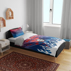 Personalized Newcastle Knights Bedding Set Y2K Grunge Aesthetic With Cyber Flames and Starburst Graphics