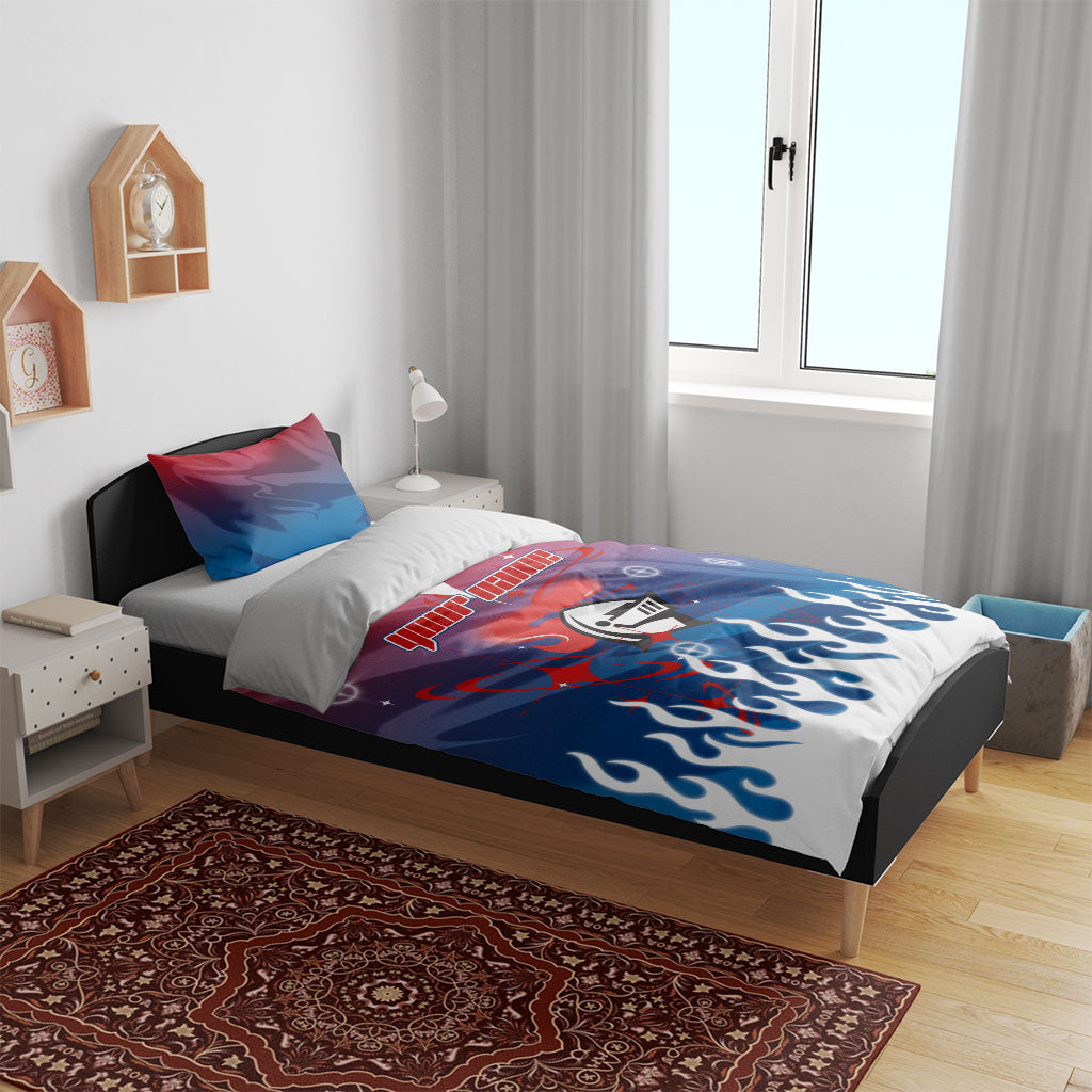 Personalized Newcastle Knights Bedding Set Y2K Grunge Aesthetic With Cyber Flames and Starburst Graphics