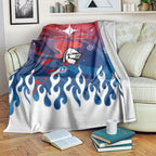 Personalized Newcastle Knights Blanket Y2K Grunge Aesthetic With Cyber Flames and Starburst Graphics