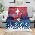 Personalized Newcastle Knights Blanket Y2K Grunge Aesthetic With Cyber Flames and Starburst Graphics