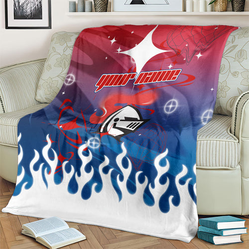 Personalized Newcastle Knights Blanket Y2K Grunge Aesthetic With Cyber Flames and Starburst Graphics