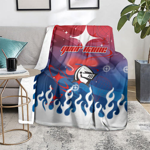 Personalized Newcastle Knights Blanket Y2K Grunge Aesthetic With Cyber Flames and Starburst Graphics