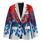 Personalized Newcastle Knights Blazer Y2K Grunge Aesthetic With Cyber Flames and Starburst Graphics
