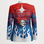 Personalized Newcastle Knights Blazer Y2K Grunge Aesthetic With Cyber Flames and Starburst Graphics