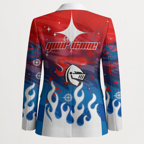 Personalized Newcastle Knights Blazer Y2K Grunge Aesthetic With Cyber Flames and Starburst Graphics
