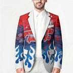 Personalized Newcastle Knights Blazer Y2K Grunge Aesthetic With Cyber Flames and Starburst Graphics