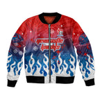 Personalized Newcastle Knights Bomber Jacket Y2K Grunge Aesthetic With Cyber Flames and Starburst Graphics