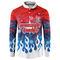 Personalized Newcastle Knights Button Sweatshirt Y2K Grunge Aesthetic With Cyber Flames and Starburst Graphics