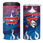 Personalized Newcastle Knights 4 in 1 Can Cooler Tumbler Y2K Grunge Aesthetic With Cyber Flames and Starburst Graphics