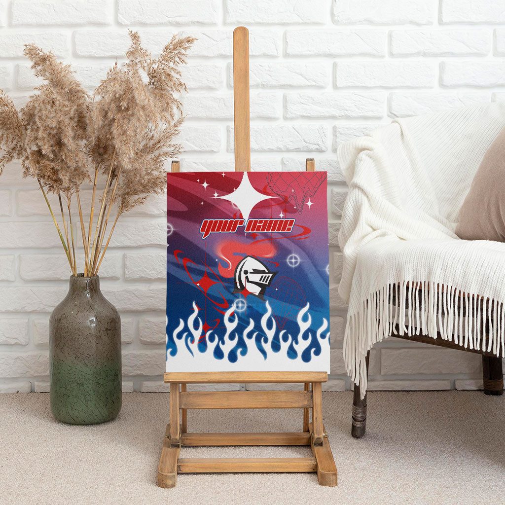 Personalized Newcastle Knights Canvas Wall Art Y2K Grunge Aesthetic With Cyber Flames and Starburst Graphics