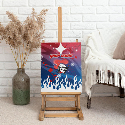 Personalized Newcastle Knights Canvas Wall Art Y2K Grunge Aesthetic With Cyber Flames and Starburst Graphics