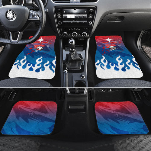 Personalized Newcastle Knights Car Mats Y2K Grunge Aesthetic With Cyber Flames and Starburst Graphics