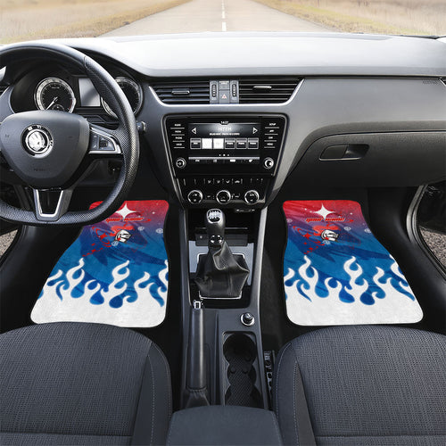 Personalized Newcastle Knights Car Mats Y2K Grunge Aesthetic With Cyber Flames and Starburst Graphics
