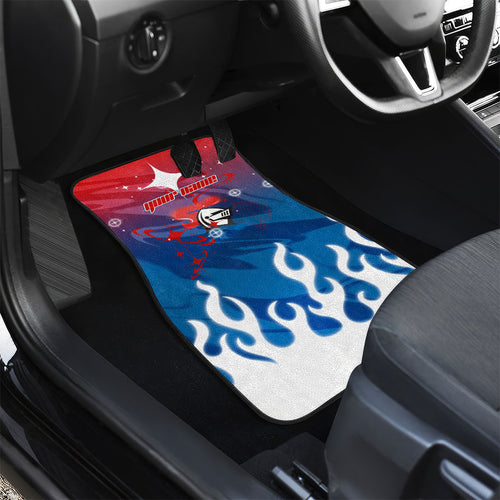 Personalized Newcastle Knights Car Mats Y2K Grunge Aesthetic With Cyber Flames and Starburst Graphics