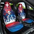 Personalized Newcastle Knights Car Seat Cover Y2K Grunge Aesthetic With Cyber Flames and Starburst Graphics