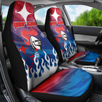 Personalized Newcastle Knights Car Seat Cover Y2K Grunge Aesthetic With Cyber Flames and Starburst Graphics