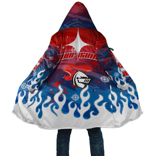 Personalized Newcastle Knights Cloak Y2K Grunge Aesthetic With Cyber Flames and Starburst Graphics