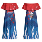 Personalized Newcastle Knights Couples Matching Off Shoulder Maxi Dress and Long Sleeve Button Shirt Y2K Grunge Aesthetic With Cyber Flames and Starburst Graphics