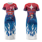 Personalized Newcastle Knights Couples Matching Short Sleeve Bodycon Dress and Long Sleeve Button Shirt Y2K Grunge Aesthetic With Cyber Flames and Starburst Graphics