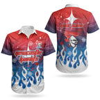 Personalized Newcastle Knights Couples Matching Tank Maxi Dress and Hawaiian Shirt Y2K Grunge Aesthetic With Cyber Flames and Starburst Graphics