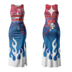 Personalized Newcastle Knights Couples Matching Tank Maxi Dress and Long Sleeve Button Shirt Y2K Grunge Aesthetic With Cyber Flames and Starburst Graphics