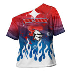 Personalized Newcastle Knights Cross Shoulder Shirt Y2K Grunge Aesthetic With Cyber Flames and Starburst Graphics