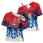 Personalized Newcastle Knights Cross Shoulder Shirt Y2K Grunge Aesthetic With Cyber Flames and Starburst Graphics