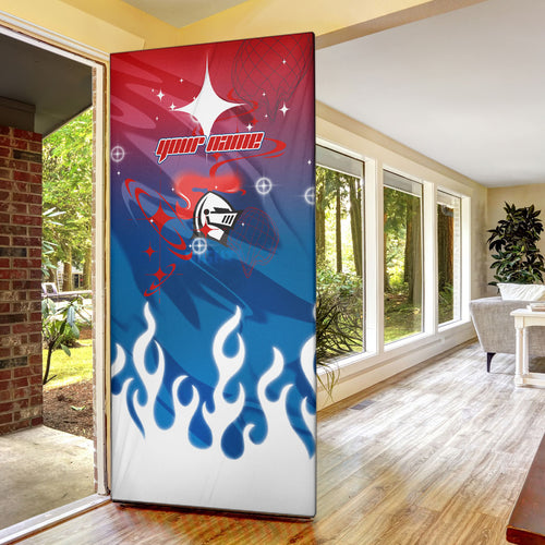 Personalized Newcastle Knights Door Cover Y2K Grunge Aesthetic With Cyber Flames and Starburst Graphics
