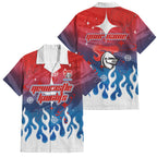 Personalized Newcastle Knights Family Matching Off The Shoulder Long Sleeve Dress and Hawaiian Shirt Y2K Grunge Aesthetic With Cyber Flames and Starburst Graphics