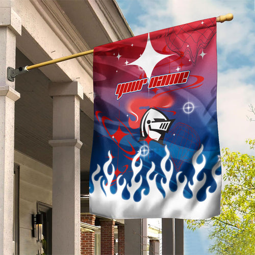 Personalized Newcastle Knights Garden Flag Y2K Grunge Aesthetic With Cyber Flames and Starburst Graphics