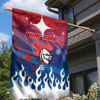 Personalized Newcastle Knights Garden Flag Y2K Grunge Aesthetic With Cyber Flames and Starburst Graphics