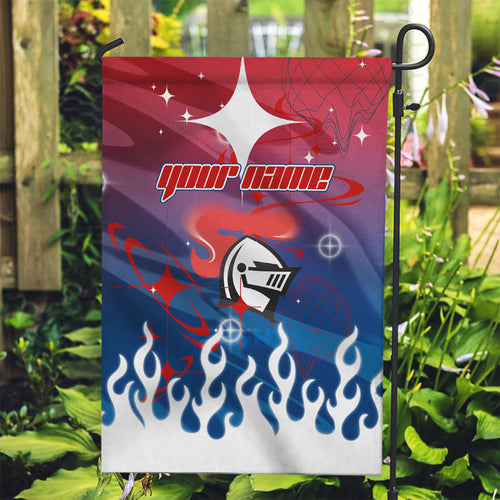Personalized Newcastle Knights Garden Flag Y2K Grunge Aesthetic With Cyber Flames and Starburst Graphics