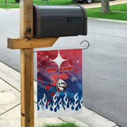 Personalized Newcastle Knights Garden Flag Y2K Grunge Aesthetic With Cyber Flames and Starburst Graphics