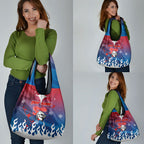 Personalized Newcastle Knights Grocery Bag Y2K Grunge Aesthetic With Cyber Flames and Starburst Graphics